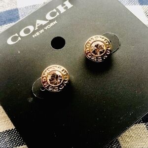 Coach Gold Logo Stud Earrings – Classic Round Signature Studs NWT